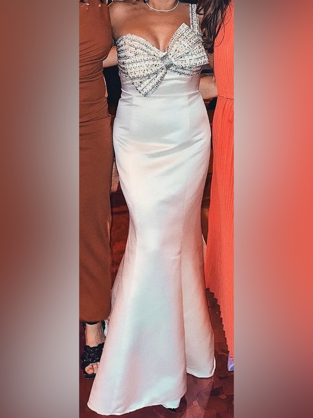 Camille La Vie Ivory Satin Maxi Dress vintage - Picture 2 of 7